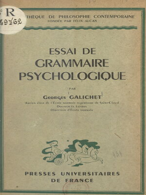 cover image of Essai de grammaire psychologique